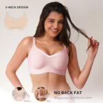 CLOSEMATE Bras for Women V Neck Comfort T-Shirt Bralette for Women Wireless No Underwire with Extra Bra Extender 32 34 36 38 40 42 - Image 2
