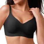CLOSEMATE Comfortable Seamless Bras Wireless A-C Cup Womens Soft No Underwire Tshirt Bras Bralettes V Neck Full Coverage (Black Size XXXL)