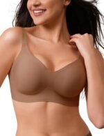 CLOSEMATE Bras for Women V Neck Comfort T-Shirt Bralette for Women Wireless No Underwire with Extra Bra Extender 32 34 36 38 40 42