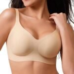 Closemate Ladies Comfortable V-Neck Invisible Support T-Shirt Bra Seamless Padded Bralette Bralette for Everyday Ladies