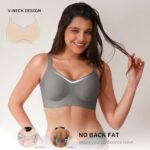 CLOSEMATE Bras for Women V Neck Comfort T-Shirt Bralette for Women Wireless No Underwire with Extra Bra Extender 32 34 36 38 40 42 - Image 2