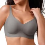 CLOSEMATE Bras for Women V Neck Comfort T-Shirt Bralette for Women Wireless No Underwire with Extra Bra Extender 32 34 36 38 40 42