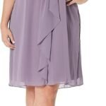 S.L. Fashions Women's Plus Size Jewel Neck Chiffon Halter Dress