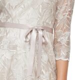 Alex Evenings Women's Tea Length Embroidered Cocktail Dress with Illusion Sleeves, Wedding Guest (Petite and Regular Sizes), New Taupe, 12 - Image 3